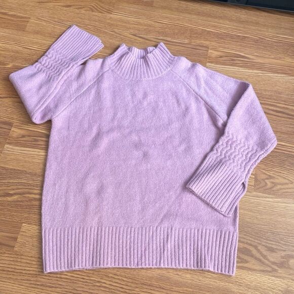 JOA J.O.A. Lilac Sweater Small Soft Knit Mock Neck with Long Sleeve Detail NWOT - Picture 2 of 14